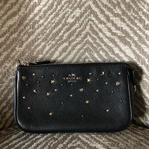 Embellished Black Coach Wristlet